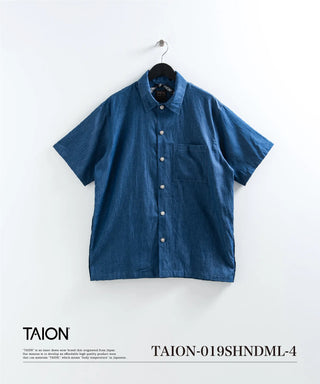 ノンダウン ミリタリー ボタンスリット ハーフスリーブ シャツ <TAION-019SHNDML-4>