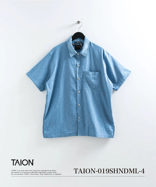 ノンダウン ミリタリー ボタンスリット ハーフスリーブ シャツ <TAION-019SHNDML-4>