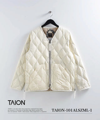 ミリタリー VネックWジップ ダウンジャケット-ソフトシェル<TAION-101ALSZML-1>