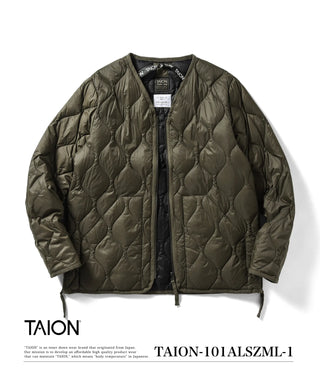 TAION タイオン　ミリタリーVネックWジップ　ダウンジャケット TAION / タイオン 】ミリタリー Vネックジップ ダウンジャケット