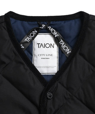 シティ パイピングVネック ダウンカーディガン<TAION-101CI>