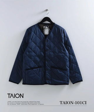 シティ パイピングVネック ダウンカーディガン<TAION-101CI>