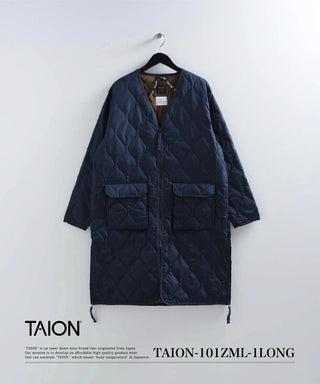 ミリタリー Vネックジップ ダウンコート<TAION-101ZML-1LONG>