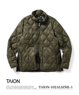 ミリタリー ハイネックWジップ ダウンジャケット-ソフトシェル<TAION-102ALSZML-1>