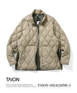 ミリタリー ハイネックWジップ ダウンジャケット-ソフトシェル<TAION-102ALSZML-1>