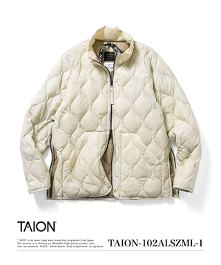 ミリタリー ハイネックWジップ ダウンジャケット-ソフトシェル<TAION-102ALSZML-1>