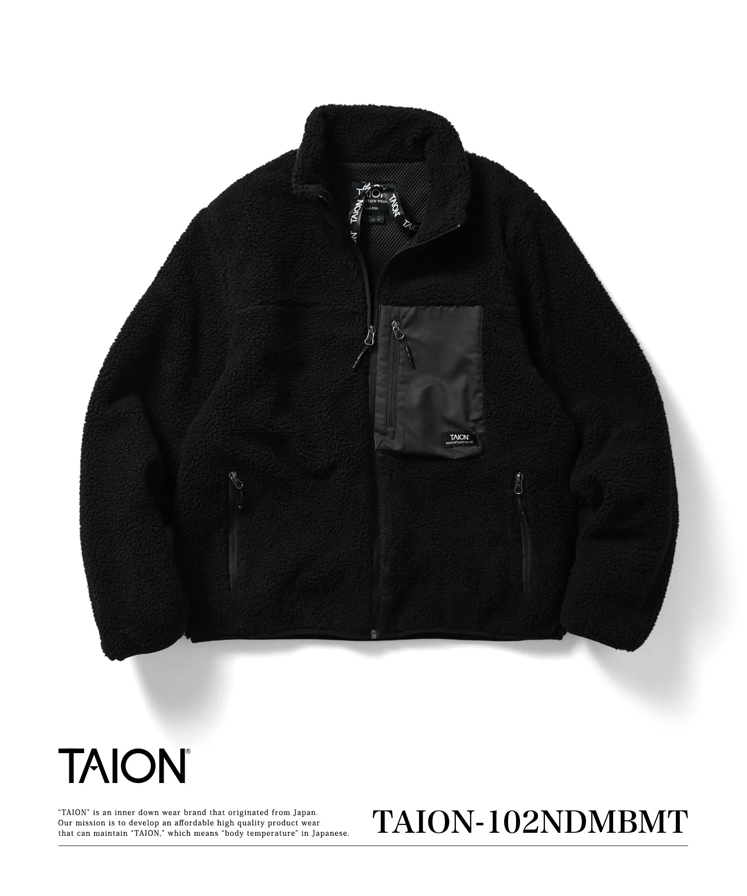 ノンダウン マウンテン ハイネックジップ ボアジャケット – TAION ノンダウン マウンテン ハイネックジップ ボアジャケット – TAION