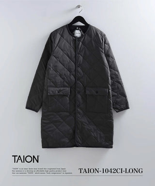 シティ パイピングクルーネック ロングダウンコート<TAION-1042CI-LONG>