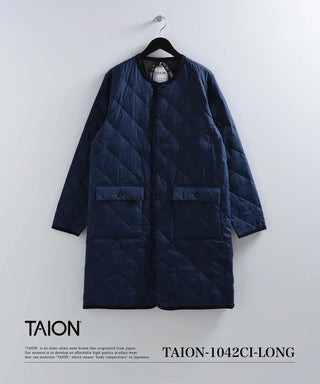 シティ パイピングクルーネック ロングダウンコート<TAION-1042CI-LONG>