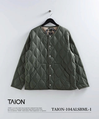 ミリタリー クルーネック ダウンジャケット-ソフトシェル<TAION-104ALSBML-1>