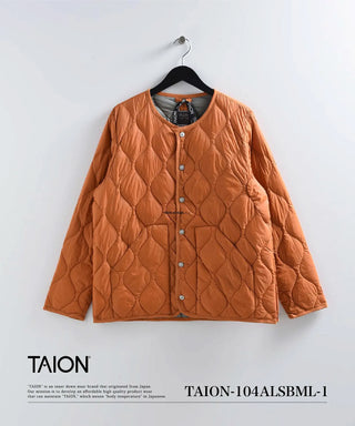 ミリタリー クルーネック ダウンジャケット-ソフトシェル<TAION-104ALSBML-1>