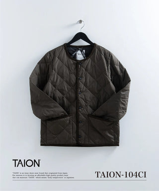 シティ パイピングクルーネック ダウンカーディガン<TAION-104CI>