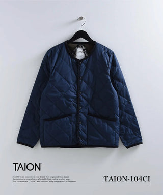 シティ パイピングクルーネック ダウンカーディガン<TAION-104CI>