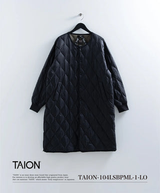 ミリタリー オーバーサイズクルーネック ダウンコート-ソフトシェル<TAION-104LSBPML-1-LO>