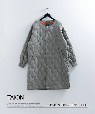 ミリタリー オーバーサイズクルーネック ダウンコート-ソフトシェル<TAION-104LSBPML-1-LO>