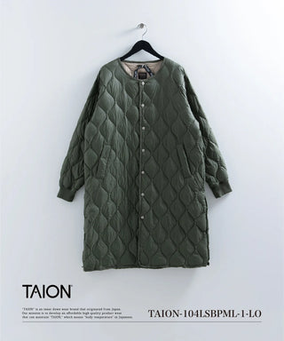 ミリタリー オーバーサイズクルーネック ダウンコート-ソフトシェル<TAION-104LSBPML-1-LO>