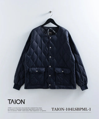 ミリタリー オーバーサイズクルーネック ダウンジャケット-ソフトシェル<TAION-104LSBPML-1>