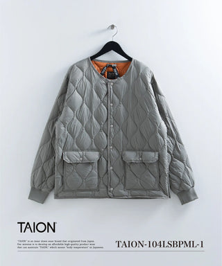 ミリタリー オーバーサイズクルーネック ダウンジャケット-ソフトシェル<TAION-104LSBPML-1>