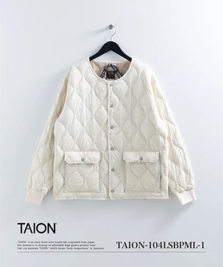 ミリタリー オーバーサイズクルーネック ダウンジャケット-ソフトシェル<TAION-104LSBPML-1>