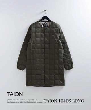 ベーシック オーバーサイズ クルーネックボタン ロングダウンジャケット<TAION-104OS-LONG>