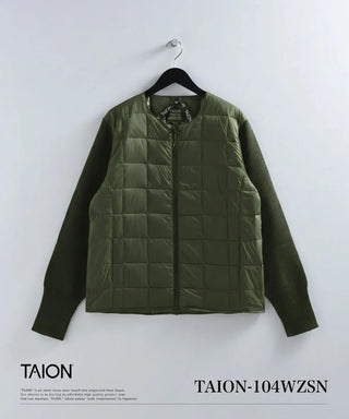 ベーシック クルーネックWジップ ニットスリーブダウンジャケット<TAION-104WZSN>