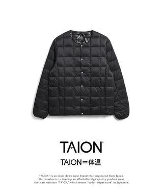 ベーシック クルーネックボタン インナーダウンジャケット（定番無地）<TAION-104>