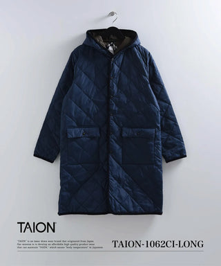 シティ パイピングフード ロングダウンコート<TAION-1062CI-LONG>