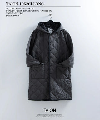 シティ パイピングフード ロングダウンコート<TAION-1062CI-LONG>