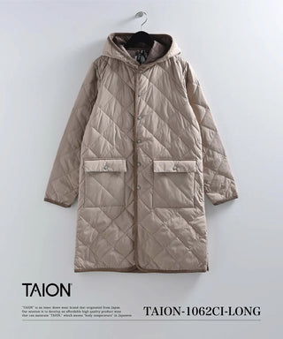 シティ パイピングフード ロングダウンコート<TAION-1062CI-LONG>