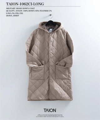シティ パイピングフード ロングダウンコート<TAION-1062CI-LONG>