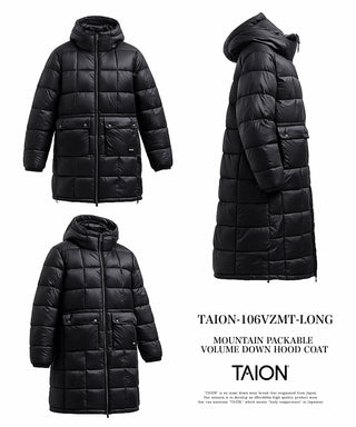 マウンテン パッカブル ボリュームフード ダウンコート<TAION-106VZMT-LONG>