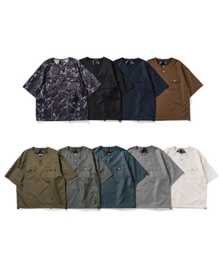 ノンダウン ミリタリー ヘンリーネック ハーフスリーブカットソー<TAION-CS02NDHNML-1>