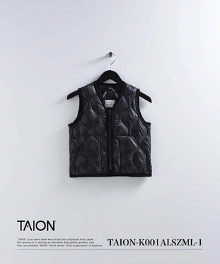 ATON ブラック ダウンベスト ミリタリー Vネックジップ ダウンベスト – TAIONインナーダウン