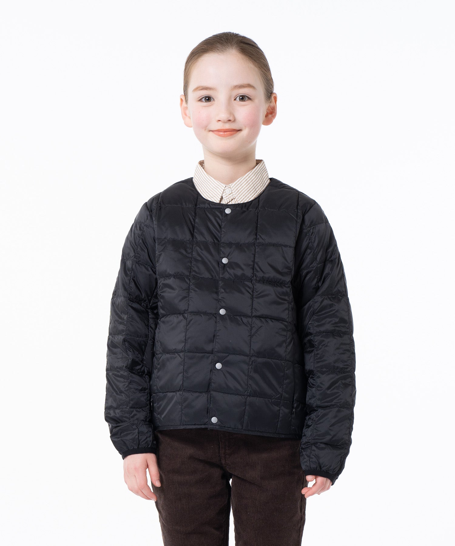 KIDS】ベーシック クルーネックボタン インナーダウンジャケット