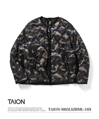 ミリタリー M65 ライナーWジップ ショートダウンジャケット-ソフトシェル<TAION-M65LSZBML-1SH>