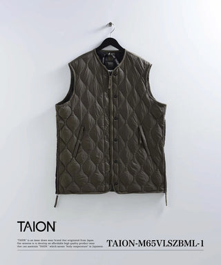 ミリタリー M65 ライナーWジップ ダウンベスト-ソフトシェル<TAION-M65VLSZBML-1>