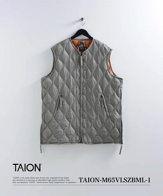ミリタリー M65 ライナーWジップ ダウンベスト-ソフトシェル<TAION-M65VLSZBML-1>
