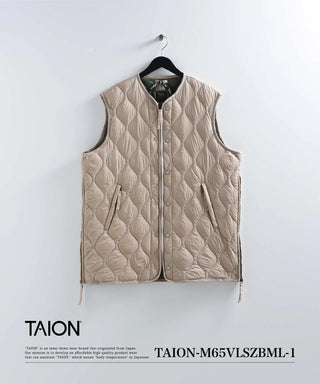 ミリタリー M65 ライナーWジップ ダウンベスト-ソフトシェル<TAION-M65VLSZBML-1>