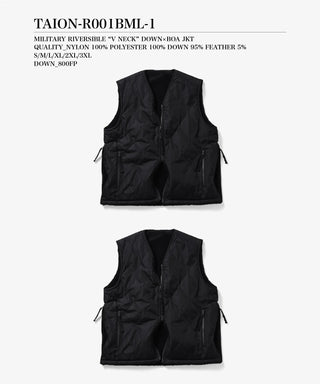 ミリタリー リバーシブル Vネック ボア ベスト<TAION-R001BML-1>