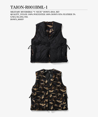 ミリタリー リバーシブル Vネック ボア ベスト<TAION-R001BML-1>