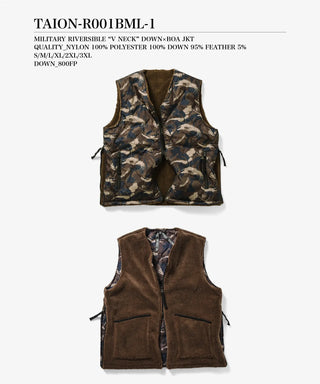 ミリタリー リバーシブル Vネック ボア ベスト<TAION-R001BML-1>