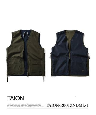 新品未使用　TAION ベスト　ミリタリーライン　XL ブラックです。 ノンダウン ミリタリー リバーシブル Vネック ベスト – TAION