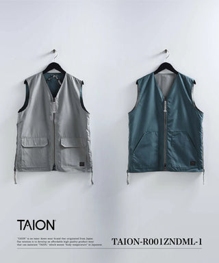 ノンダウン ミリタリー リバーシブル Vネック ベスト<TAION-R001ZNDML-1>