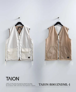 ノンダウン ミリタリー リバーシブル Vネック ベスト<TAION-R001ZNDML-1>