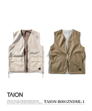 ノンダウン ミリタリー リバーシブル Vネック ベスト<TAION-R001ZNDML-1>