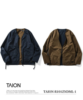 ノンダウン ミリタリー リバーシブル Vネック カーディガン<TAION-R101ZNDML-1>