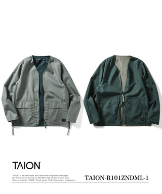 ノンダウン ミリタリー リバーシブル Vネック カーディガン<TAION-R101ZNDML-1>