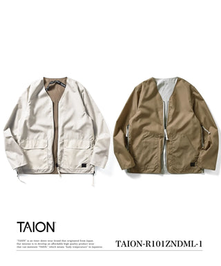 ノンダウン ミリタリー リバーシブル Vネック カーディガン<TAION-R101ZNDML-1>
