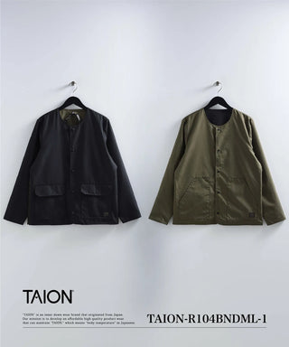 ノンダウン ミリタリー リバーシブル クルーネック カーディガン<TAION-R104BNDML-1>