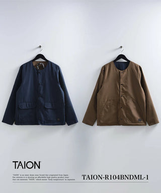 ノンダウン ミリタリー リバーシブル クルーネック カーディガン<TAION-R104BNDML-1>